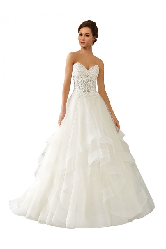 Marfim Vestido de Baile Amor Comboio Capela Longo Vestidos de Noiva Acessíveis