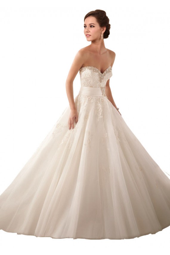 Marfim Vestido de Baile Amor Comboio Capela Vestido de Noiva Acessíveis