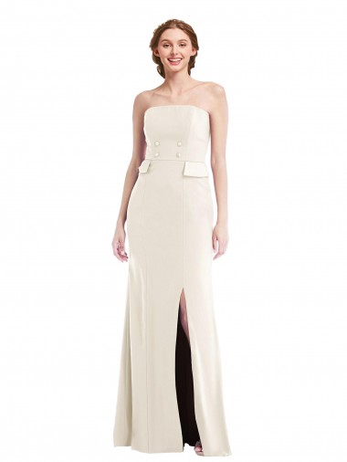 Marfim Trombeta Sem alças Comprimento Chão Vestidos de Madrinha / Vestidos de Festa Acessíveis