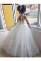 Buraco da fechadura Marfim Vestido de Baile Decote Alto Comprimento Chão Longo Vestidos para Meninas de Flores Acessíveis