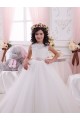 Costas em V Marfim Vestido de Baile Barco Comboio Capela Longo Vestidos para Meninas de Flores Acessíveis