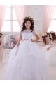 Marfim Vestido de Baile Amor Comprimento Chão Longo Vestidos para Meninas de Flores Acessíveis