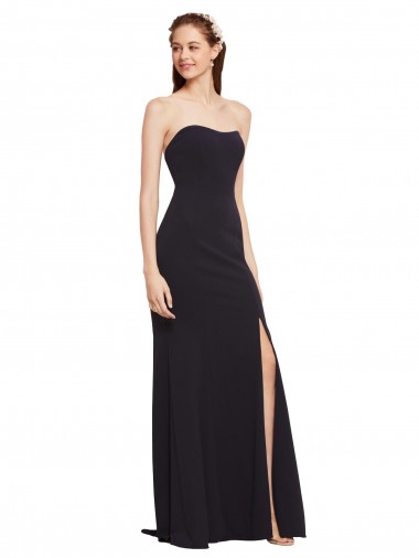 Lombar Marinha Negra Linha A Sem alças Comprimento Chão Vestidos de Madrinha / Vestidos de Noite / Vestidos de Festa Acessíveis