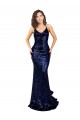 Criss Cruz Marinha Negra Sereia Decote V Comprimento Chão Vestidos de Madrinha / Vestidos de Noite / Vestidos de Festa Acessíveis