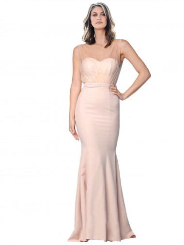 Lombar Nu Bainha Amor Comprimento Chão Vestidos de Madrinha / Vestidos de Noite / Vestidos de Festa Acessíveis