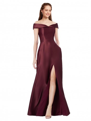 Ouro Borgonha Linha A Sem alças Comprimento Chão Vestidos de Madrinha / Vestidos de Noite / Vestidos de Festa Acessíveis