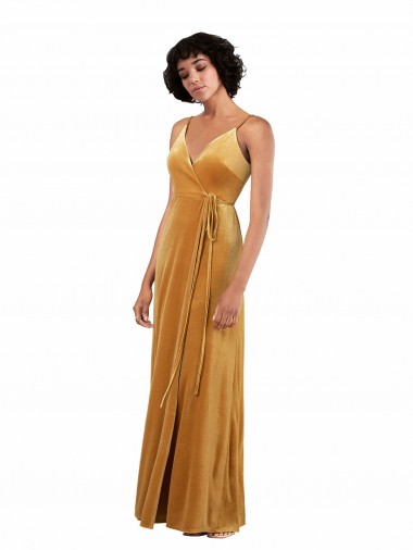 Costas em V Ouro Coluna Decote V Comprimento Chão Vestidos de Madrinha / Vestidos de Noite / Vestidos de Festa Acessíveis