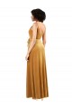 Costas em V Ouro Coluna Decote V Comprimento Chão Vestidos de Madrinha / Vestidos de Noite / Vestidos de Festa Acessíveis