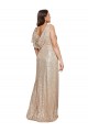 Ouro Linha A Decote V Comprimento Chão Vestidos de Madrinha / Vestidos de Noite / Vestidos de Festa Acessíveis
