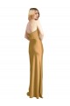 Ouro Linha A Sem alças Comprimento Chão Vestidos de Madrinha / Vestidos de Noite / Vestidos de Festa Acessíveis