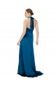 Abrir de volta Pavão Azul Linha A Cabeçada Comprimento Chão Vestidos de Madrinha / Vestidos de Noite / Vestidos de Festa Acessíveis