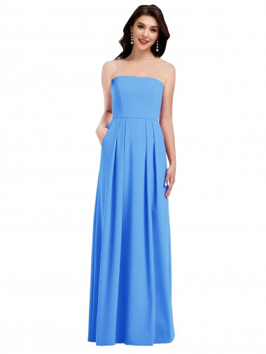 Lombar Pavão Azul Trombeta Sem alças Comprimento Chão Vestidos de Madrinha / Vestidos de Festa Acessíveis