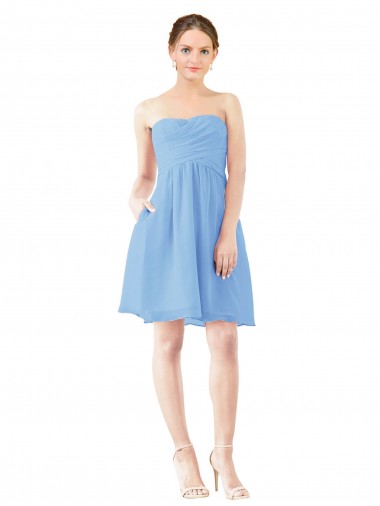 Abrir de volta Pervinca Linha A Sem alças Comprimento Joelho Vestidos de Madrinha / Vestidos de Cocktail / Vestidos de Homecoming Acessíveis