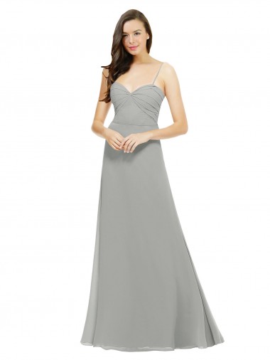 Prata Linha A Amor Comprimento Chão Vestido de Madrinha / Vestido de Baile Acessíveis