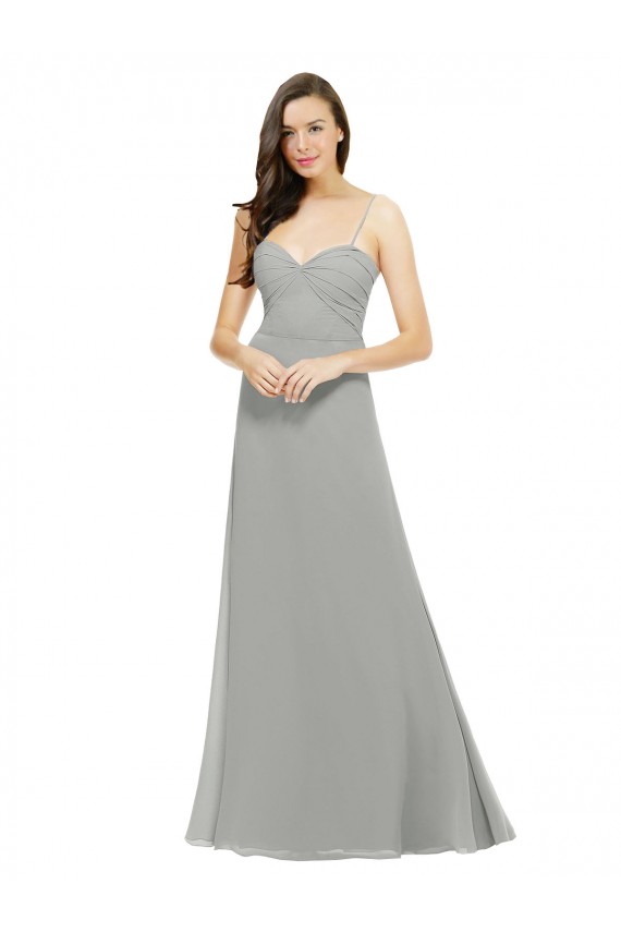 Prata Linha A Amor Comprimento Chão Vestido de Madrinha / Vestido de Baile Acessíveis