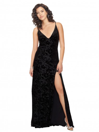 Abrir de volta Preto Bainha Decote V Comprimento Chão Vestidos de Madrinha Acessíveis