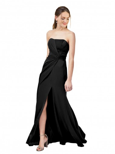 Lombar Preto Bainha Sem alças Comprimento Chão Vestidos de Madrinha / Vestidos de Noite / Vestidos de Festa Acessíveis