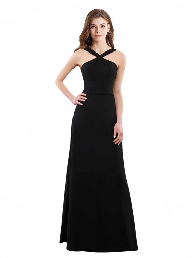 Abrir de volta Preto Linha A Cabeçada Comprimento Chão Vestidos de Festa / Vestidos de Madrinha Acessíveis