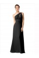 Preto Linha A Um Ombro Comprimento Chão Vestido de Noite / Vestidos de Madrinha Acessíveis