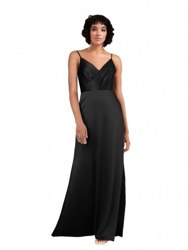 Preto Coluna Decote V Alto Baixo Vestidos de Madrinha / Vestidos de Noite / Vestidos de Festa Acessíveis
