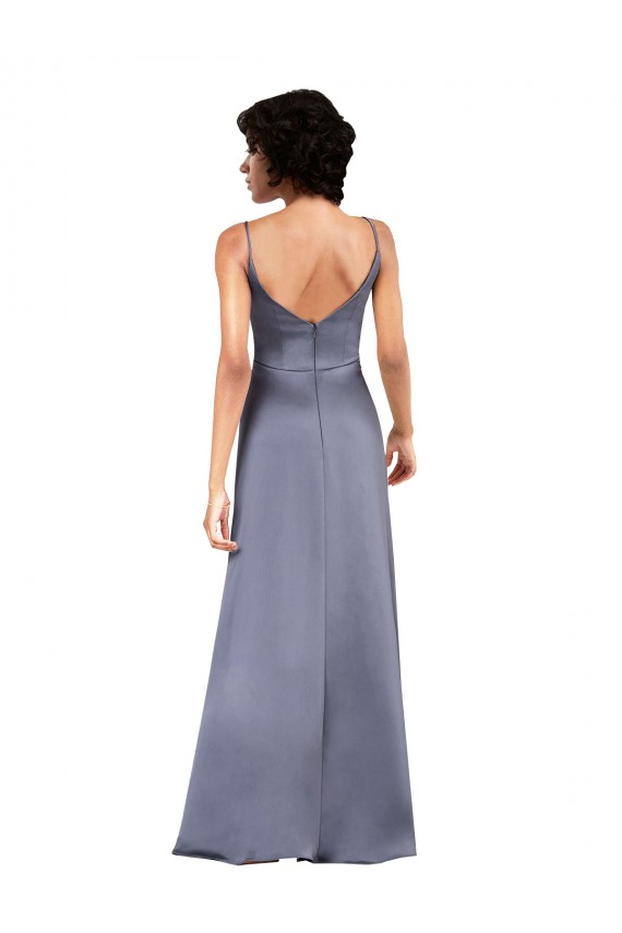 Preto Coluna Decote V Alto Baixo Vestidos de Madrinha / Vestidos de Noite / Vestidos de Festa Acessíveis