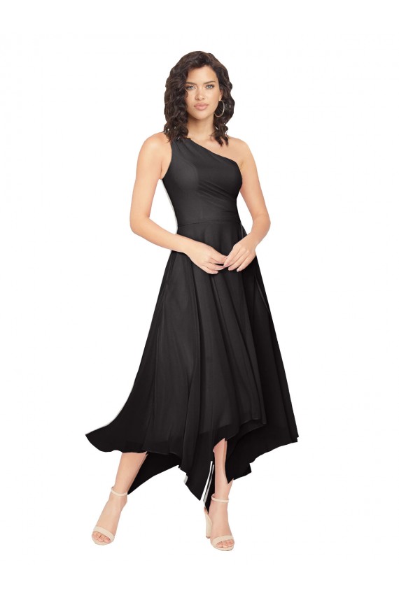 Preto Linha A Sem alças Alto Baixo Vestidos de Madrinha / Vestidos de Cocktail / Vestidos de Homecoming Acessíveis
