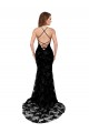 Abrir de volta Preto Sereia Decote Alto Comprimento Chão Vestidos de Madrinha / Vestidos de Noite / Vestidos de Festa Acessíveis