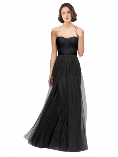 Preto Linha A Amor Comprimento Chão Vestido de Madrinha / Vestido de Noite Acessíveis
