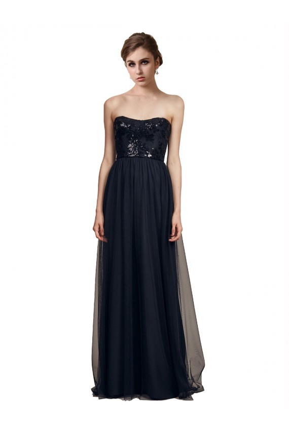 Preto Linha A Sem alças Comprimento Chão Vestido de Madrinha / Vestido Formais Acessíveis