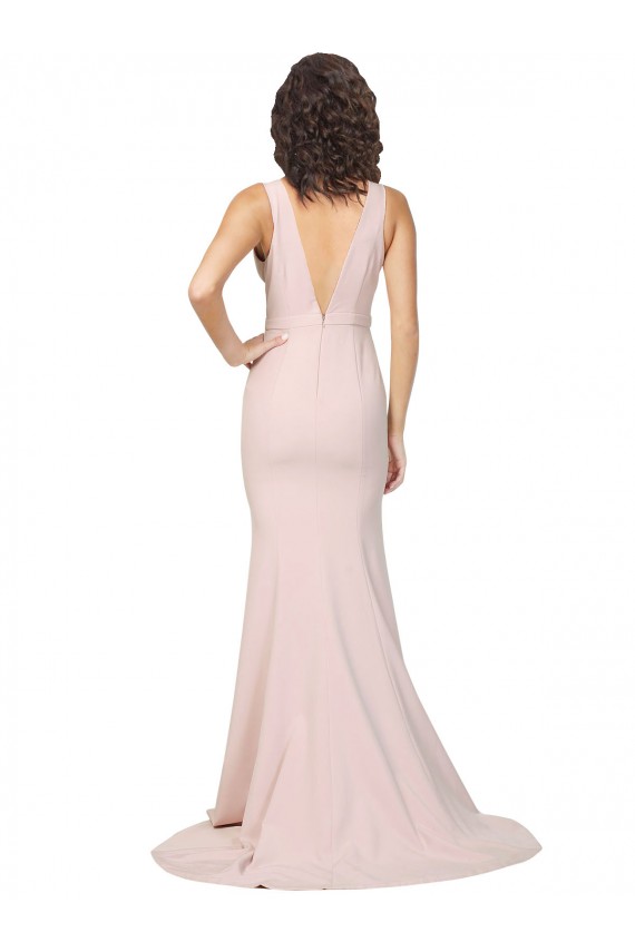 Costas em V Rosa Bainha Decote V Comboio Varredela Vestidos de Madrinha / Vestidos de Noite / Vestidos de Festa Acessíveis