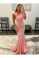 Rosa Bainha Um Ombro Comboio Varredela Vestidos de Festa Acessíveis