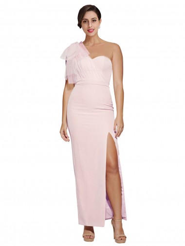 Lombar Rosa Bainha Amor Comprimento Chão Vestidos de Madrinha / Vestidos de Noite / Vestidos de Festa Acessíveis