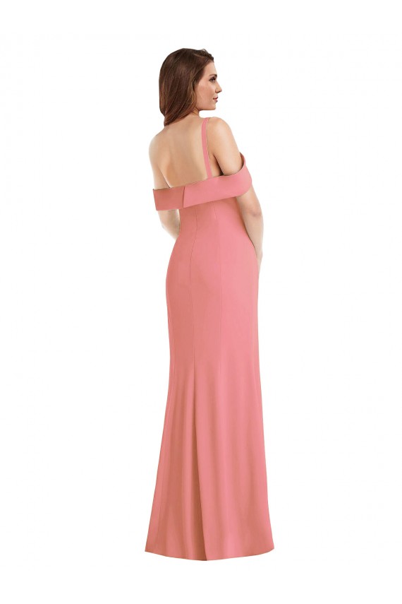 Lombar Rosa Choque Trombeta Um Ombro Comprimento Chão Vestidos de Madrinha / Vestidos de Festa Acessíveis