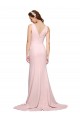 Costas em V Rosa Linha A Decote V Comboio Varredela Longo Vestidos de Madrinha / Vestidos de Festa Acessíveis