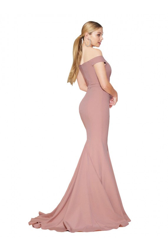 Rosa Empoeirado Sereia Decote Alto Comboio Varredela Vestidos de Madrinha / Vestidos de Noite / Vestidos de Festa Acessíveis