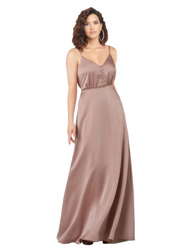 Rosa Empoeirado Linha A Amor Comprimento Chão Vestidos de Madrinha / Vestidos de Noite Acessíveis