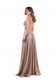 Lombar Rosa Empoeirado Linha A Decote V Comprimento Chão Vestidos de Madrinha / Vestidos de Noite / Vestidos de Festa Acessíveis