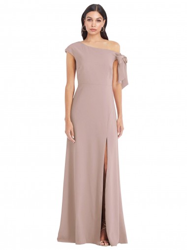 Rosa Empoeirado Linha A Fora do Ombro Comprimento Chão Vestidos de Madrinha / Vestidos de Noite / Vestidos de Festa Acessíveis