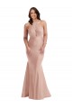 Abrir de volta Rosa Empoeirado Sereia Cabeçada Comprimento Chão Vestidos de Madrinha / Vestidos de Noite / Vestidos de Festa Acessíveis