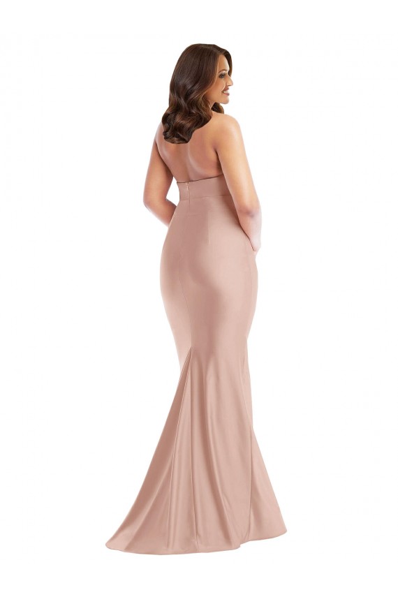 Abrir de volta Rosa Empoeirado Sereia Cabeçada Comprimento Chão Vestidos de Madrinha / Vestidos de Noite / Vestidos de Festa Acessíveis