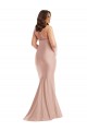 Abrir de volta Rosa Empoeirado Sereia Cabeçada Comprimento Chão Vestidos de Madrinha / Vestidos de Noite / Vestidos de Festa Acessíveis