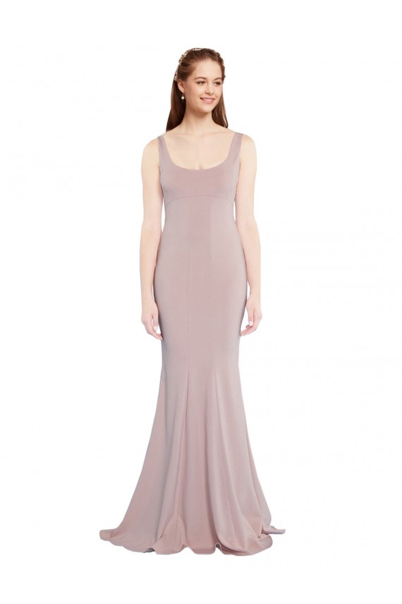 Rosa Empoeirado Sereia Colher Comprimento Chão Vestidos de Madrinha / Vestidos de Noite / Vestidos de Festa Acessíveis