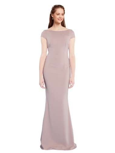 Amarrar para trás Rosa Empoeirado Sereia Decote Barco Comprimento Chão Vestidos de Madrinha / Vestidos de Noite / Vestidos de Festa Acessíveis