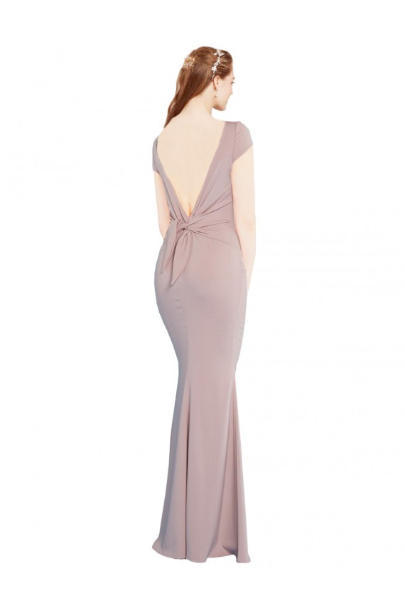 Amarrar para trás Rosa Empoeirado Sereia Decote Barco Comprimento Chão Vestidos de Madrinha / Vestidos de Noite / Vestidos de Festa Acessíveis