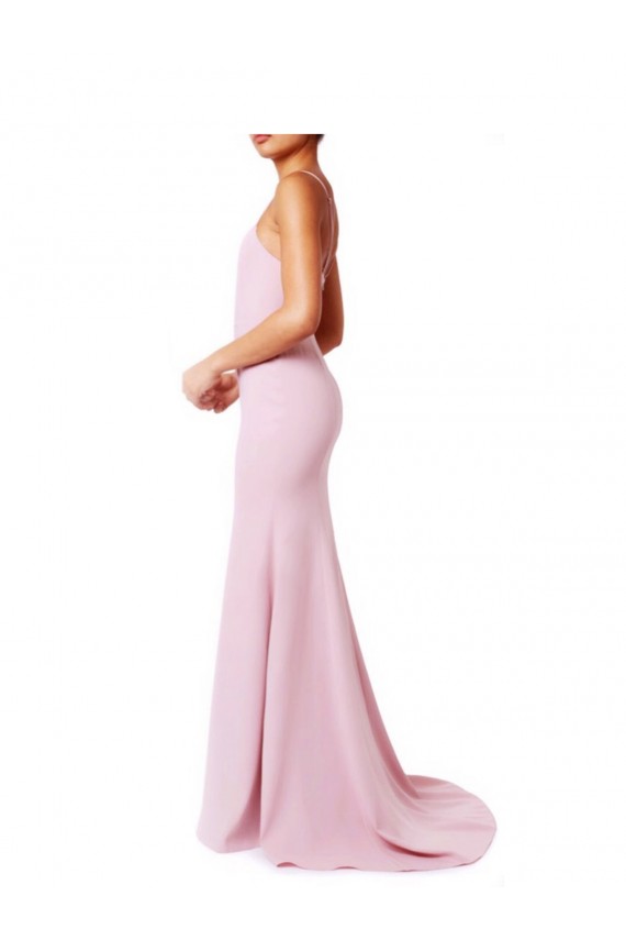 Criss Cruz Rosa Sereia Decote Quadrado Comprimento Chão Vestidos de Madrinha / Vestidos de Festa Acessíveis