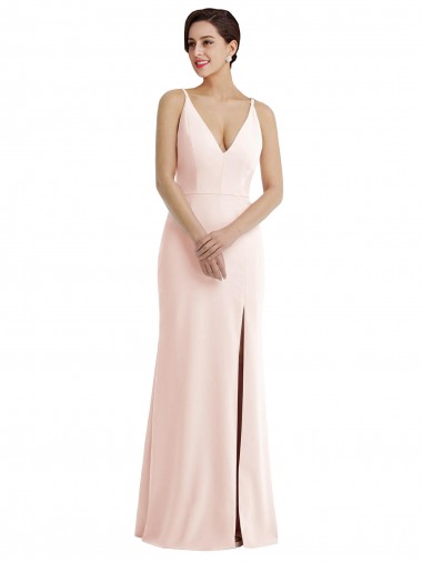 Costas em V Rosa Trombeta Decote V Comprimento Chão Vestidos de Madrinha / Vestidos de Noite / Vestidos de Festa Acessíveis