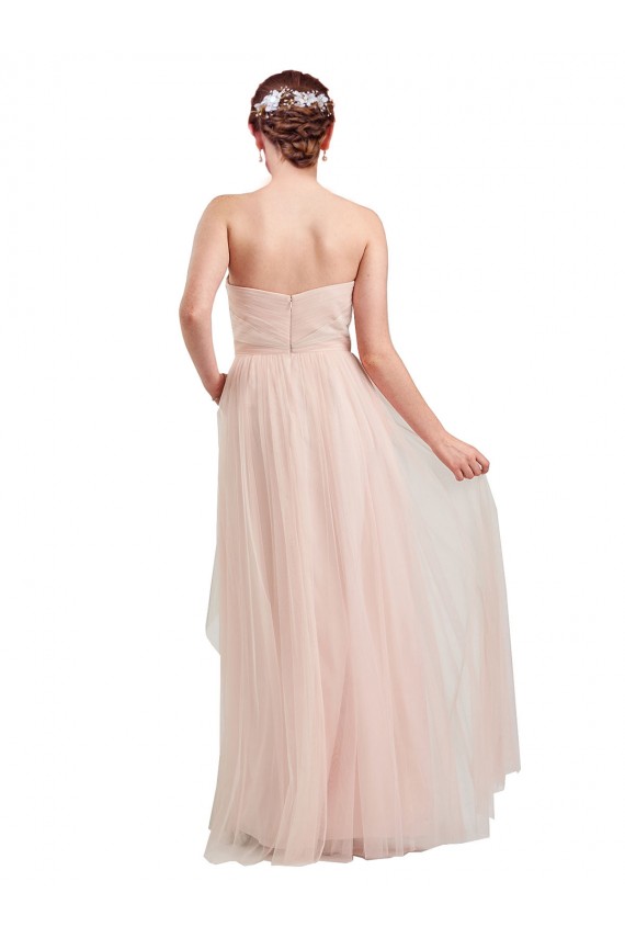 Rosa Linha A Amor Comprimento Chão Longo Vestidos de Madrinha Acessíveis
