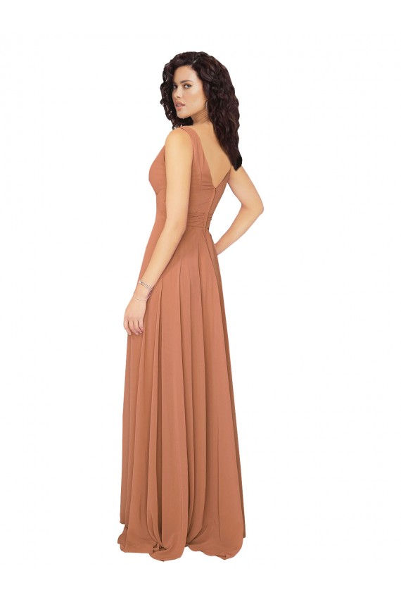 Costas em V Sábio Linha A Decote V Comprimento Chão Vestidos de Festa / Vestidos de Madrinha Acessíveis
