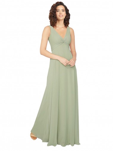 Costas em V Sábio Linha A Decote V Comprimento Chão Vestidos de Festa / Vestidos de Madrinha Acessíveis