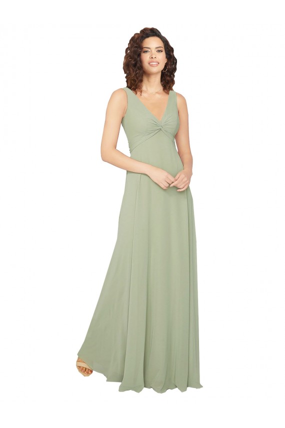 Costas em V Sábio Linha A Decote V Comprimento Chão Vestidos de Festa / Vestidos de Madrinha Acessíveis